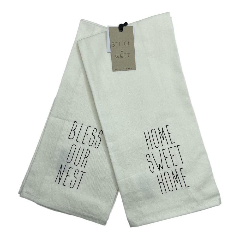 Home Essentials Bless Our Nest & Home Sweet Home Kitchen Towels 2PC Set NEW